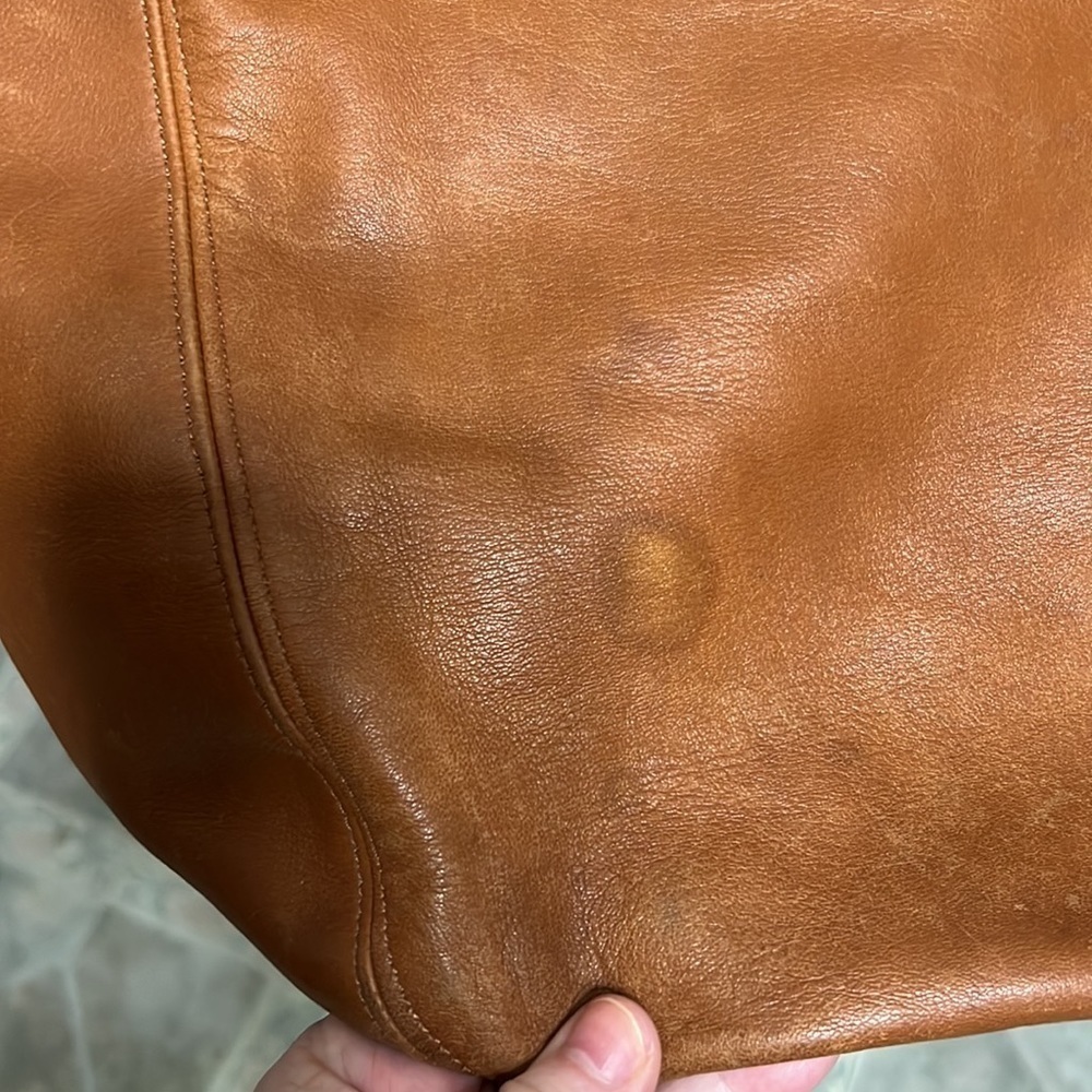 VTG COACH tote bucket bag naturally aged brown leather DYI beauty flawed gem - Picture 12 of 17